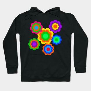 retro flowers colorful design Hoodie